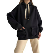 Loose Casual Long Sleeves Pocket Fleece Shirt Top