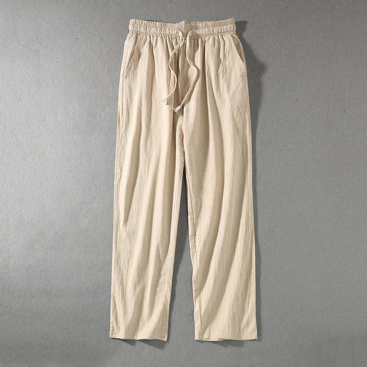 Loose Wide Leg Straight Cotton And Linen Casual Pants