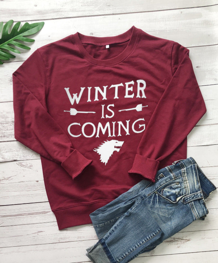 Women's Fashionable Simple WINTER IS COMING Letter Sweater