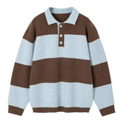 Loose Black And White Striped Sweater For Men