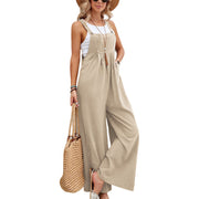 Women Long Bib Pants Overalls Casual Loose Rompers Jumpsuits With Pockets