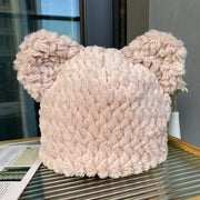 Women's Warm And Cute Bear Ears Plush Fisherman Hat