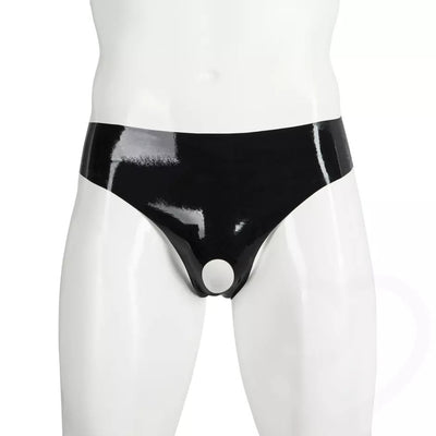 Men's PVC Bright Leather Briefs Sexy Open Leather Underwear