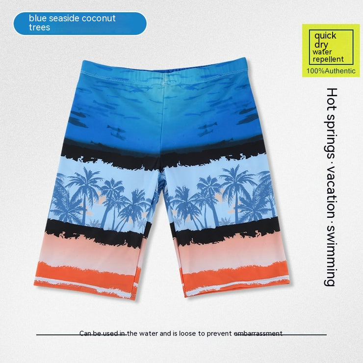 Men's Printed Large Size Loose Hot Springs Swimming Trunks