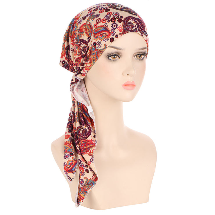 European And American Printed Curved Flower Cloth Cap