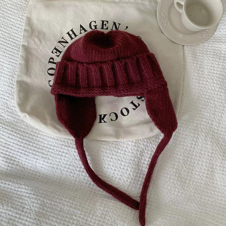 Female Retro Warm Ear Protection Knitting Woolen Cap