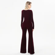 Women's Long Sleeve Velvet Fashion Jumpsuit