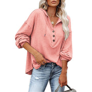 V-neck Long Sleeved Hooded Sweater Women's Sports Pullover Sweatshirt