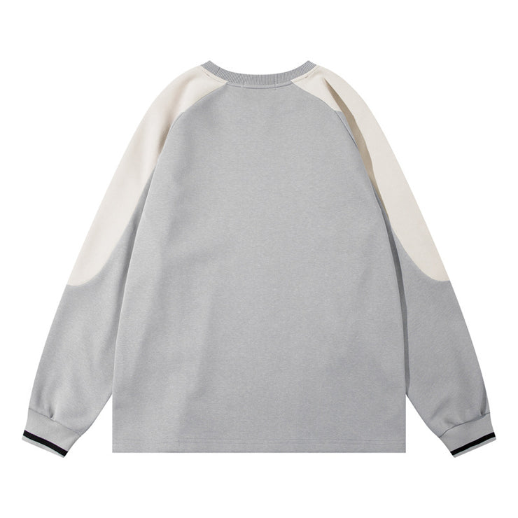 High Street National Fashion Stitching Contrast Color Raglan Long Sleeve Sweater Men