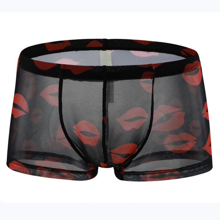 Men's New Mesh Lip Boxers Translucent Thin Quick-drying Low Waist Youth Briefs