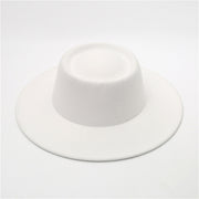 Retro Fedora 8cm Wide Brim Solid Color Concave-convex Dome Woolen Hat