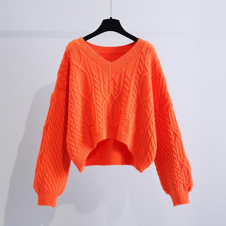 Loose Outer Wear Lazy Style Hole Knit Sweater