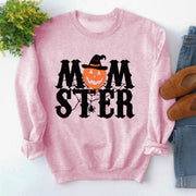 Printed MOM STER Pullover Round Neck Loose Long Sleeves Sweater