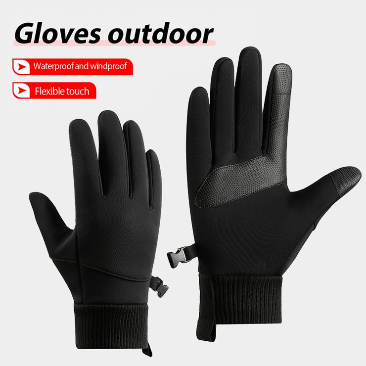 Men's Outdoor Windproof Cycling Warm Velvet Padded Thickened Gloves