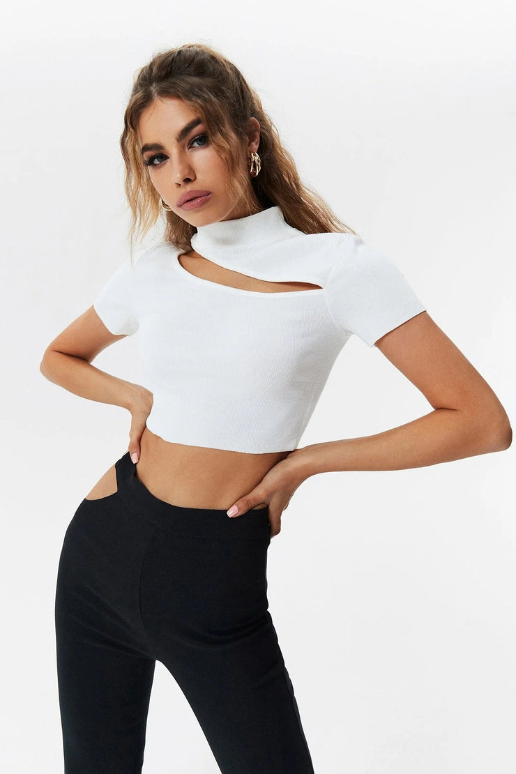 Navel Cutout Short-sleeved Top