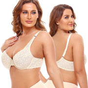 Women's Underwired Lace Jacquard Ultrabook Underwear Plus Size Bra