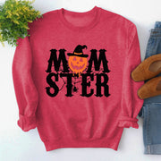 Printed MOM STER Pullover Round Neck Loose Long Sleeves Sweater