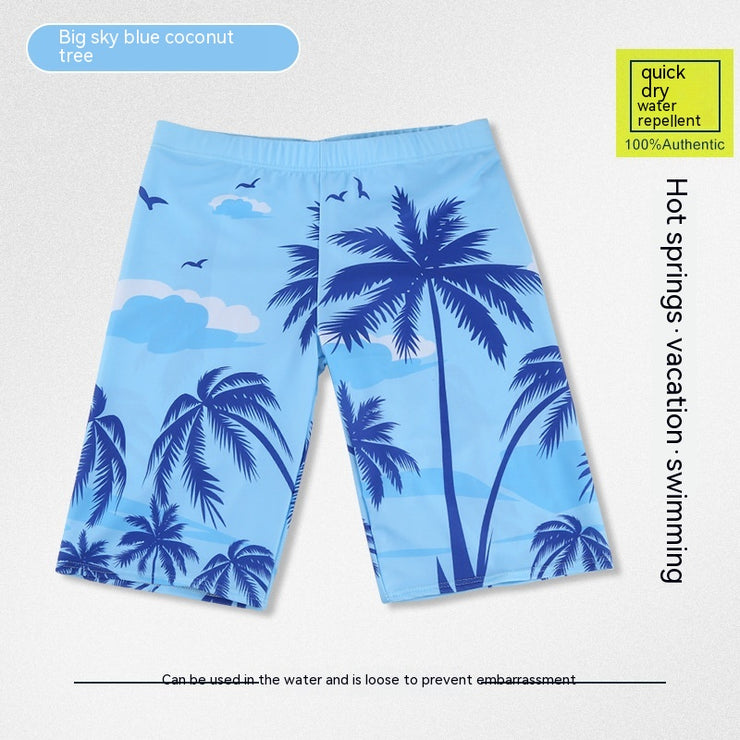 Men's Printed Large Size Loose Hot Springs Swimming Trunks