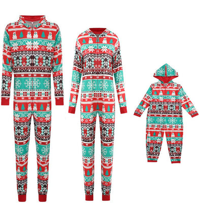 Christmas Hooded Printing Romper Home Wear One-piece Parent-child Outfit