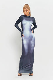 3D Body Printing Super Long Sleeve Body Robe Party Dress