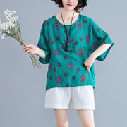 Women's Fashionable Cotton And Linen Printed Loose Round Neck Short Sleeve T-shirt