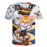 Cute Cat Men's T-shirt 3D Digital Printing Short Sleeve