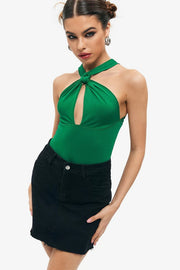 2023 Sexy Deep V Hanging Neck -back Sleeveless Slim Body Jacket