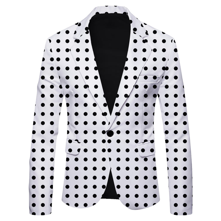 Men's Polka Dot Printed Casual Suit Jacket