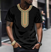 Ethnic Style 3D Digital Printed Round Neck Short-sleeved T-shirt Men