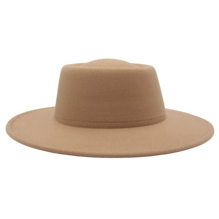 Retro Fedora 8cm Wide Brim Solid Color Concave-convex Dome Woolen Hat