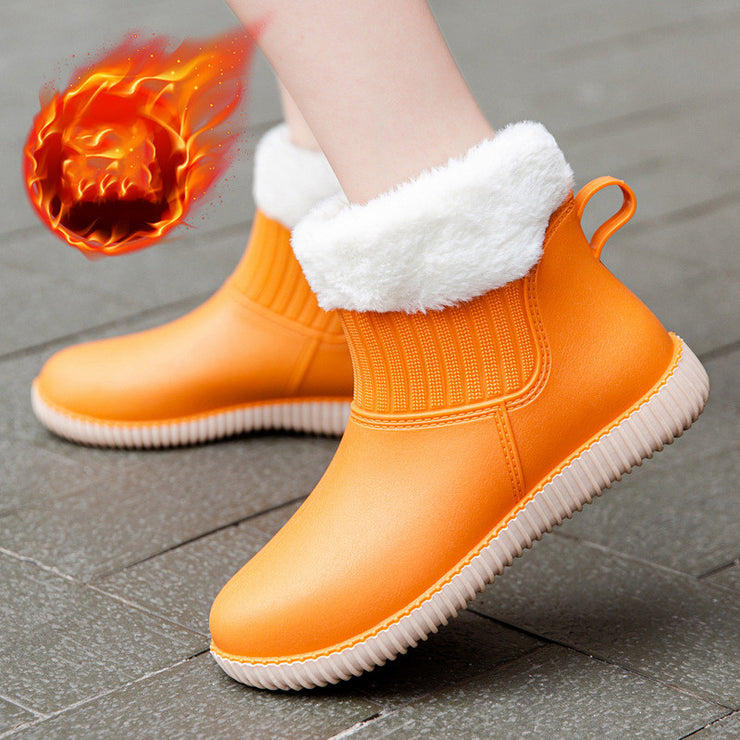 Women's Low Top Waterproof Fashion Warm Rain Boots