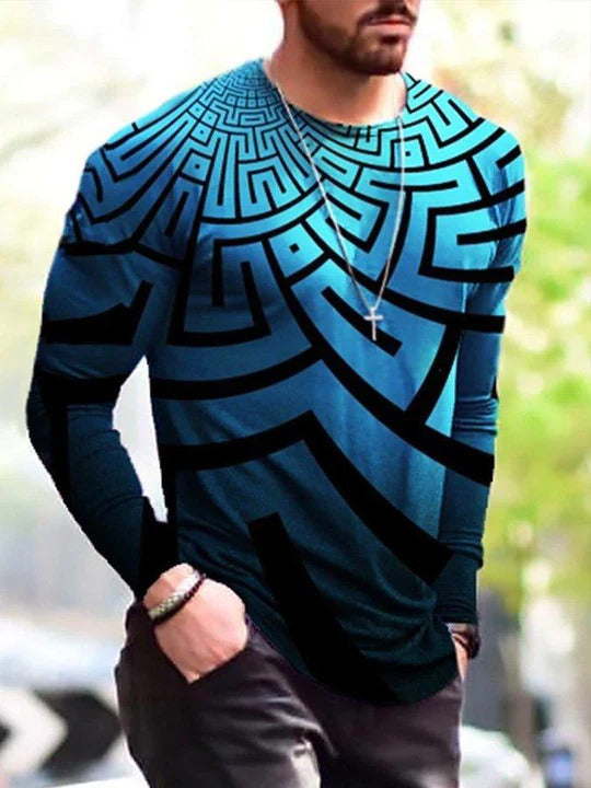 Men's Muscle Print Long Sleeve T-Shirt