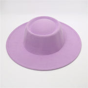 Retro Fedora 8cm Wide Brim Solid Color Concave-convex Dome Woolen Hat