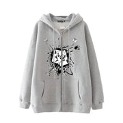 Dark Style Hip Hop Gothic Skull Zipper Hooded Sweatshirt