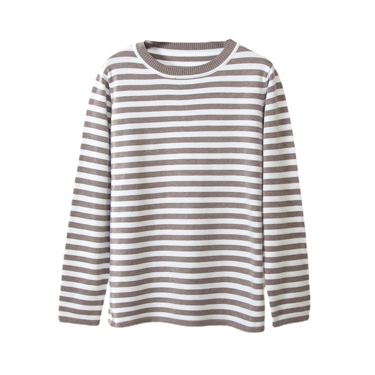 Round Neck Knitted Striped Sweater