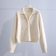 Women's Fashion Loose Retro Lapel Zipper Sweater