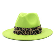 British Style Wool Leopard Print Wide-brimmed Hat