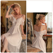 Women's Ice Silk Suspender Lace Two Piece Pajamas