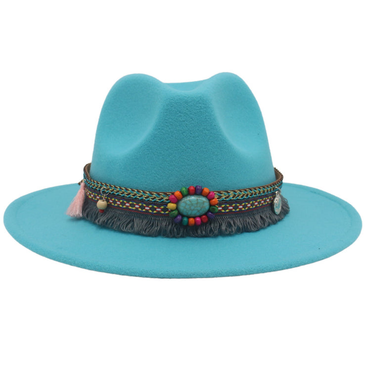 Ethnic Style Western Cowboy Hat Gem Accessories Tibetan Top Hat