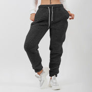 Solid Color Sweatpants Trousers Fleece Pockets