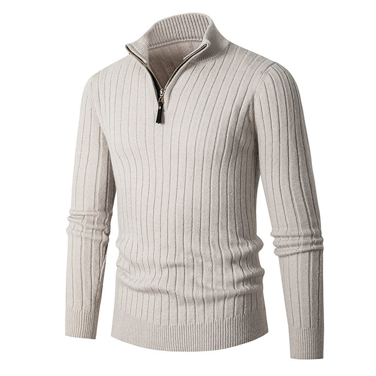 Men's Long-sleeved Half-turtleneck Zip-up Sweater