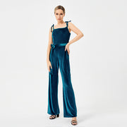 Women's New Halter Tie Velvet Jumpsuit