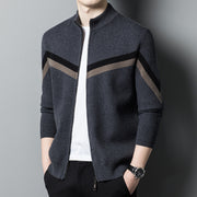 Autumn And Winter Sweater Men's Stand Collar Contrast Color