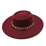 British Elegance Round Concave Flat Top Woolen Hat