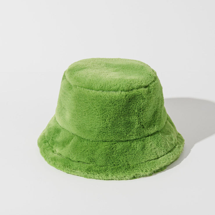 Children Solid Color Plush Bucket Hat