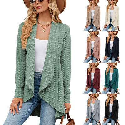 Women's Long Sleeve Sweater Solid Color Loose Cardigan Knitted Jacket