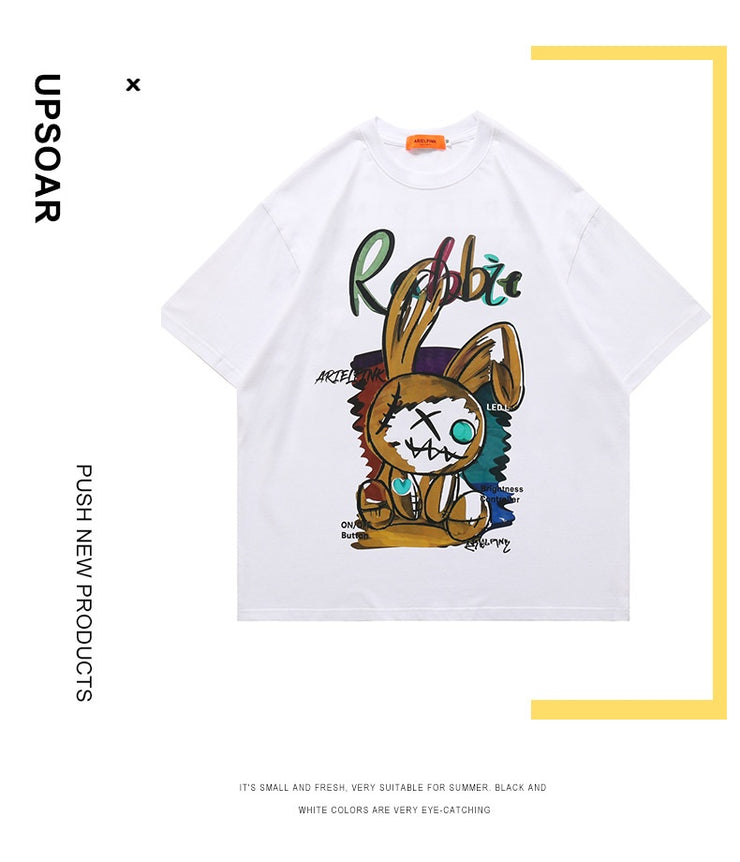 Cartoon Anime Loose T-shirt Round Neck Pullover Leisure Short Sleeve