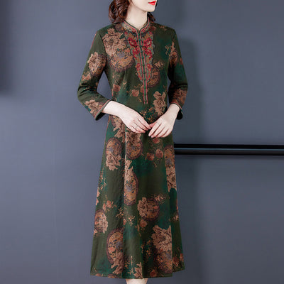 Fashion Young Yarn Silk Cheongsam Dress