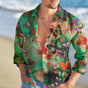 Men's Loose Floral Shirt Beach Retro