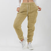 Solid Color Sweatpants Trousers Fleece Pockets